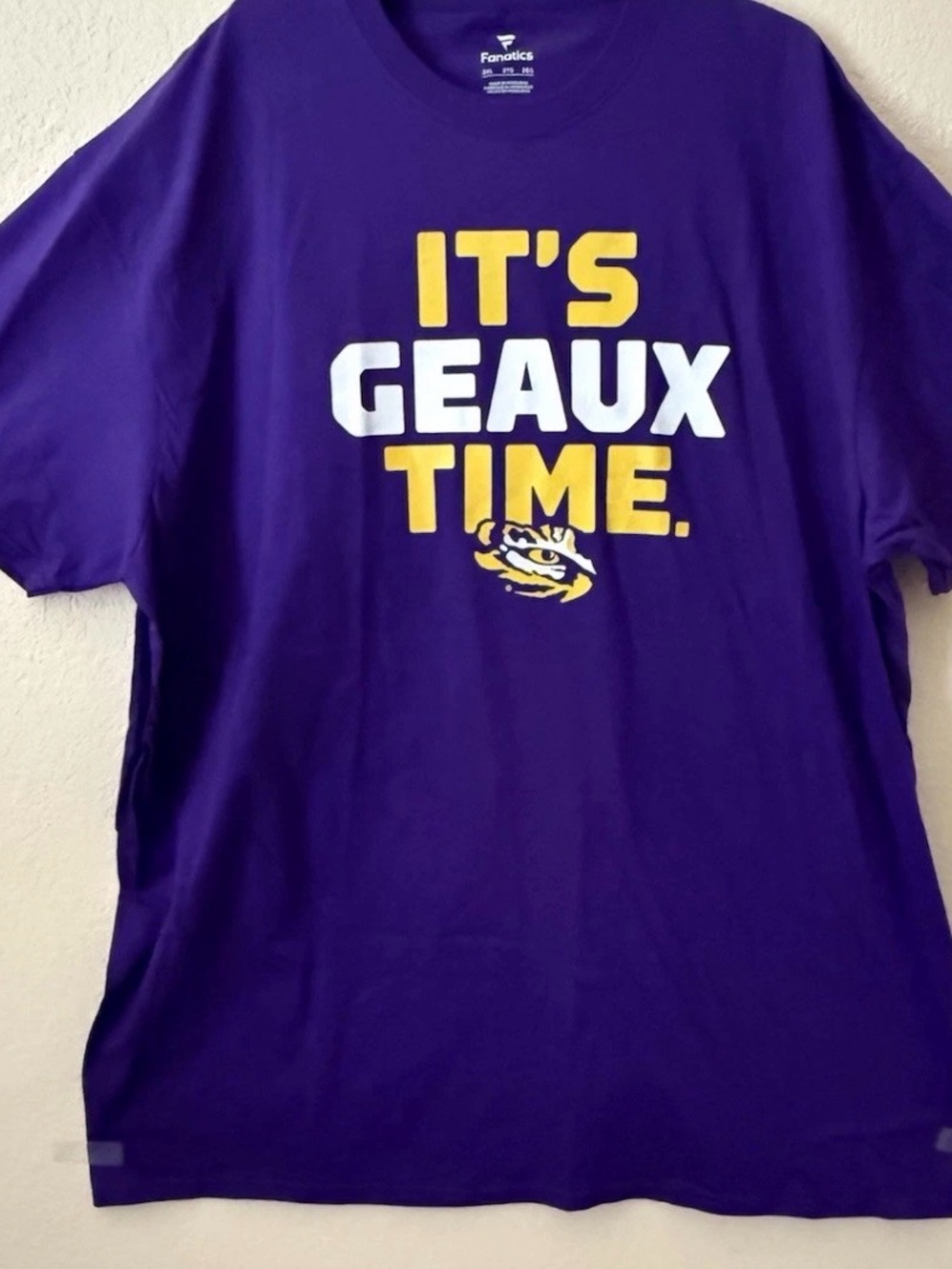 Fanatics LSU Tigers "It's Geaux Time" Purple Graphic T-Shirt Size 3XL NWOT
